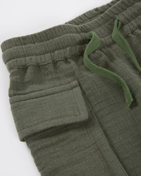 Bermuda garçon en coton avec poches latérales Vert 3 - vertbaudet enfant 
