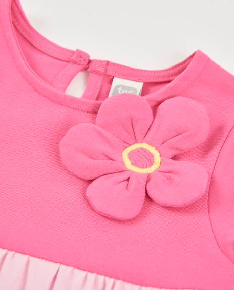 Robe fille en maille avec fleur appliquée Rose 3 - vertbaudet enfant 