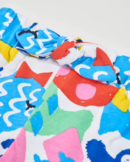 Short en coton pour fille avec imprimé poissons Bleu 3 - vertbaudet enfant 