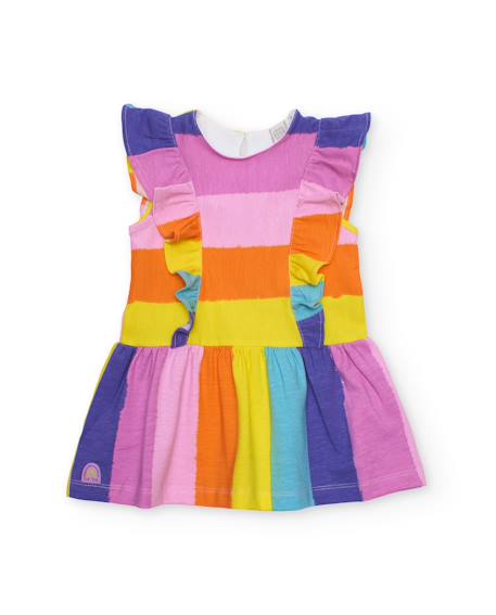 Robe pour fille en maille avec volants sur les bretelles Rose 1 - vertbaudet enfant 