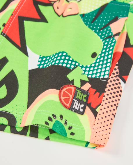 Bermuda garçon en maille avec imprimé bande dessinée Vert 4 - vertbaudet enfant 