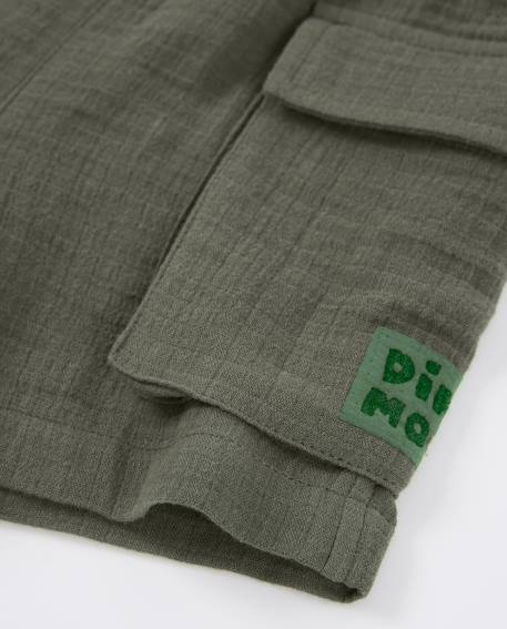 Bermuda garçon en coton avec poches latérales Vert 4 - vertbaudet enfant 