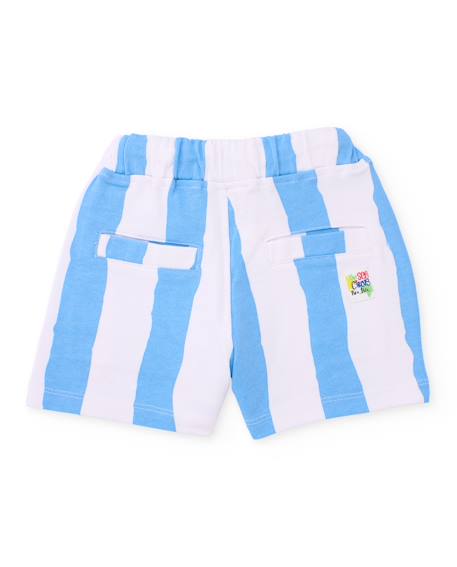 Bermuda garçon en maille de coton avec broderie décorative Bleu 2 - vertbaudet enfant 