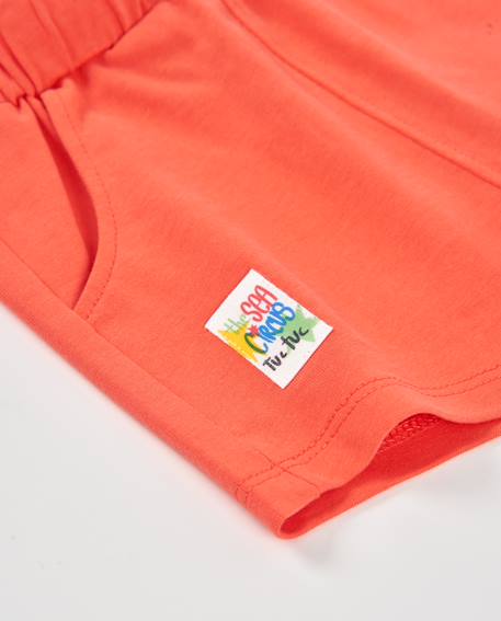 Bermuda garçon en maille avec cordon de serrage ajustable Rouge 4 - vertbaudet enfant 