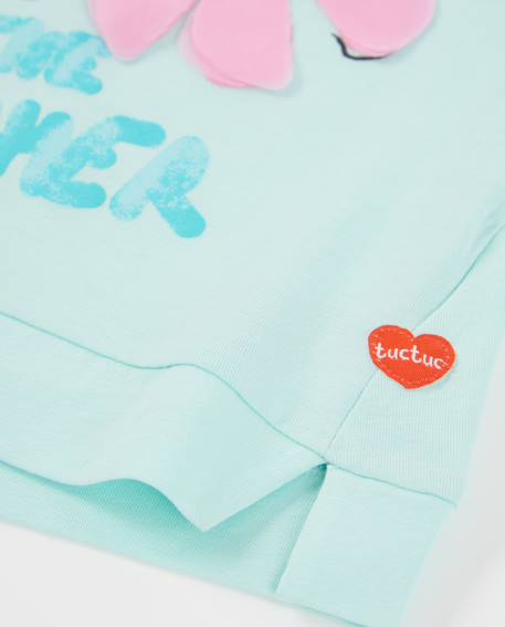 T-shirt fille en maille avec fleurs sur le devant Bleu 4 - vertbaudet enfant 