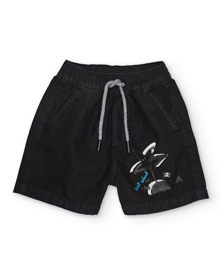 Bermuda pour garçon en coton avec motif palmier Noir 1 - vertbaudet enfant 