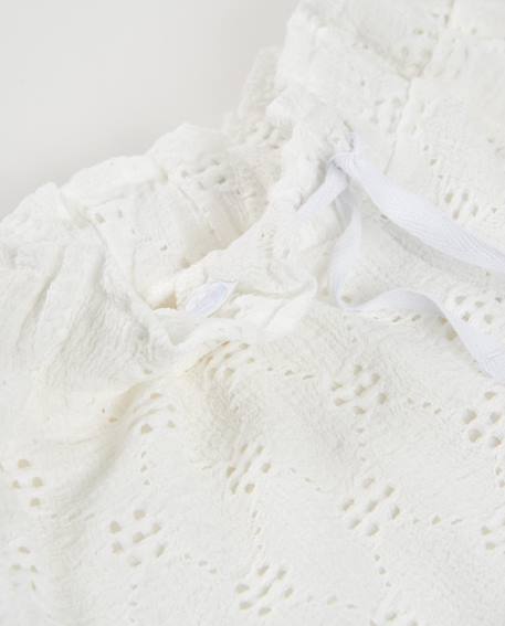 Short fille en maille avec tissu brodé Blanc 4 - vertbaudet enfant 