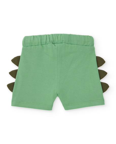 Bermuda garçon en coton avec détails en relief Vert 2 - vertbaudet enfant 