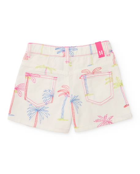 Short fille en tissu tissé avec motif palmiers all-over Blanc 2 - vertbaudet enfant 