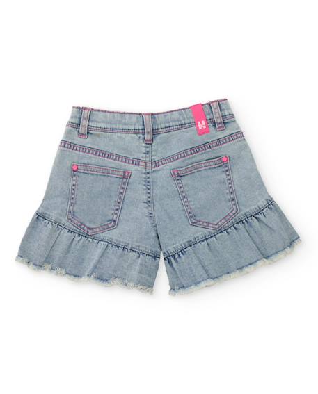 Short fille uni en denim doux Bleu 3 - vertbaudet enfant 