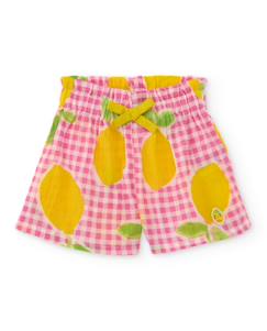 -Short fille léger avec imprimé de citrons