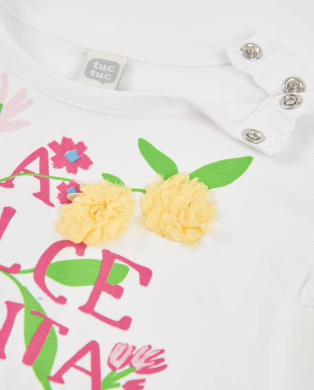 Robe fille en maille avec volant à la taille Blanc 3 - vertbaudet enfant 