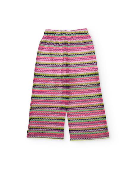 Pantalon fille en maille avec imprimé zigzag Rose 3 - vertbaudet enfant 