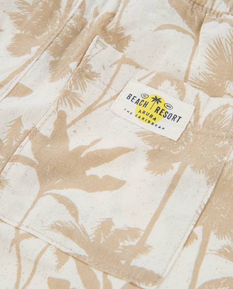 Bermuda garçon en tissu tissé avec imprimé palmiers Beige 4 - vertbaudet enfant 