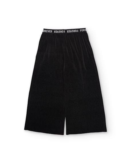 Pantalon fille en maille côtelée Noir 3 - vertbaudet enfant 