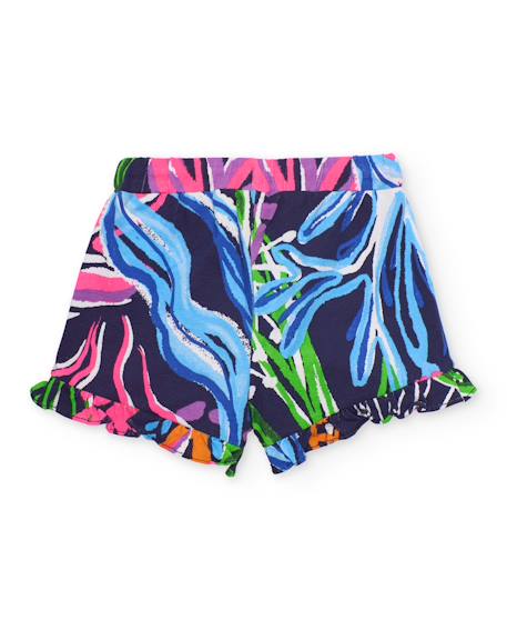 Short fille en coton avec volants Bleu 2 - vertbaudet enfant 