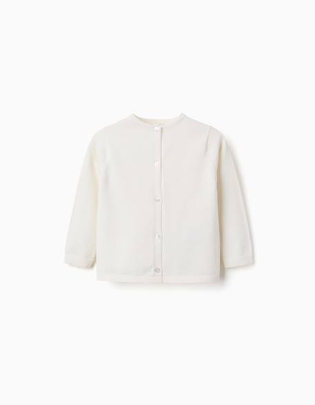 Gilet en maille Blanc+Bleu foncé 1 - vertbaudet enfant 