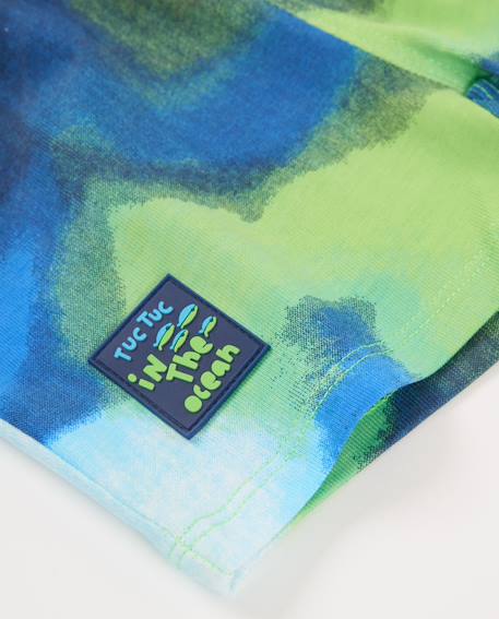 Bermuda garçon en coton avec effet aquarelle Bleu 4 - vertbaudet enfant 