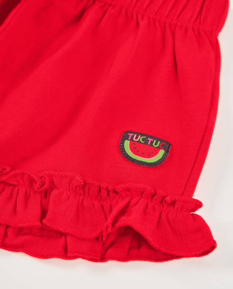 Short fille en coton avec volant Rouge 4 - vertbaudet enfant 