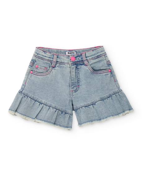 Short fille uni en denim doux Bleu 2 - vertbaudet enfant 