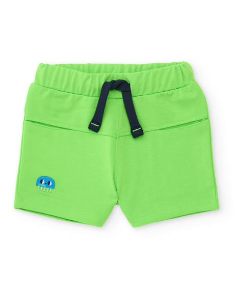 Bermuda garçon en coton avec taille élastiquée Vert 1 - vertbaudet enfant 