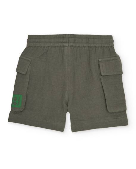 Bermuda garçon en coton avec poches latérales Vert 2 - vertbaudet enfant 