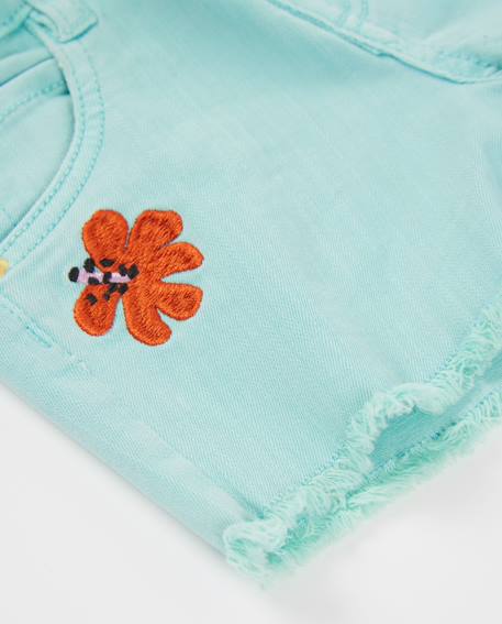 Short fille en denim avec broderies Bleu 4 - vertbaudet enfant 