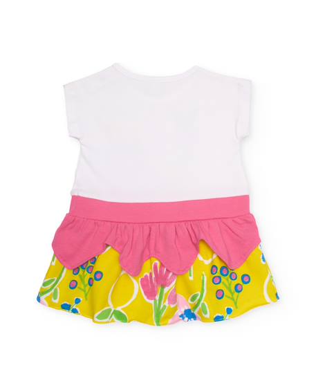 Robe fille en maille avec volant à la taille Blanc 2 - vertbaudet enfant 