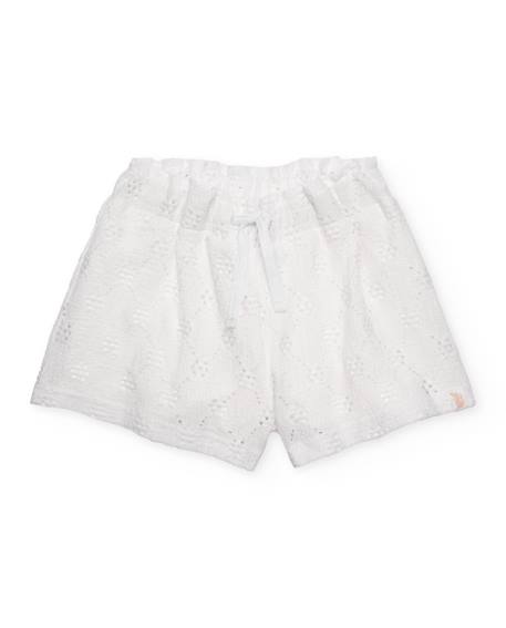 Short fille en maille avec tissu brodé Blanc 2 - vertbaudet enfant 