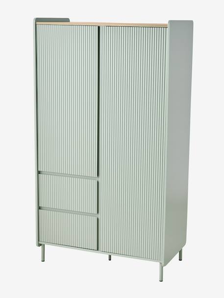 Armoire 2 portes 2 tiroirs cannelé vert 4 - vertbaudet enfant 