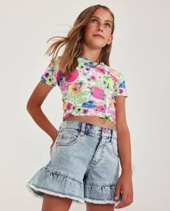 Short fille uni en denim doux  - vertbaudet enfant