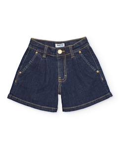 Short fille en toile et denim foncé  - vertbaudet enfant