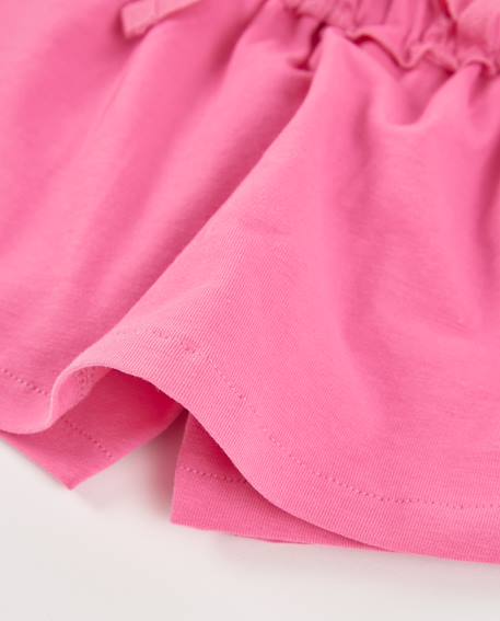 Short fille en maille avec taille à volant froncé Rose 4 - vertbaudet enfant 