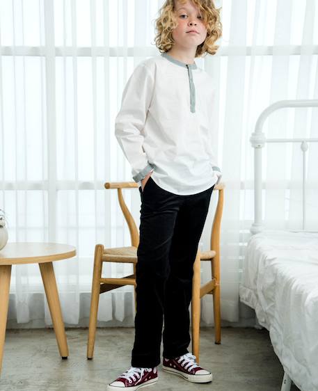 Pantalon chino hiver   velours   sainclair Bleu marine+Jaune+Noir 11 - vertbaudet enfant 