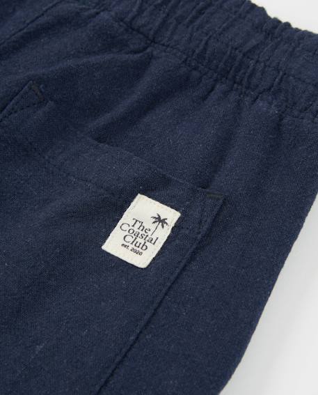 Bermuda garçon en lin avec cordon de serrage réglable Bleu 5 - vertbaudet enfant 