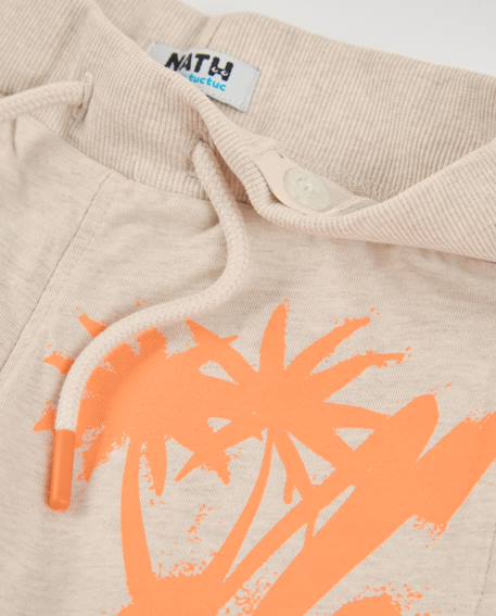 Bermuda garçon en coton avec imprimé style graffiti Beige 3 - vertbaudet enfant 