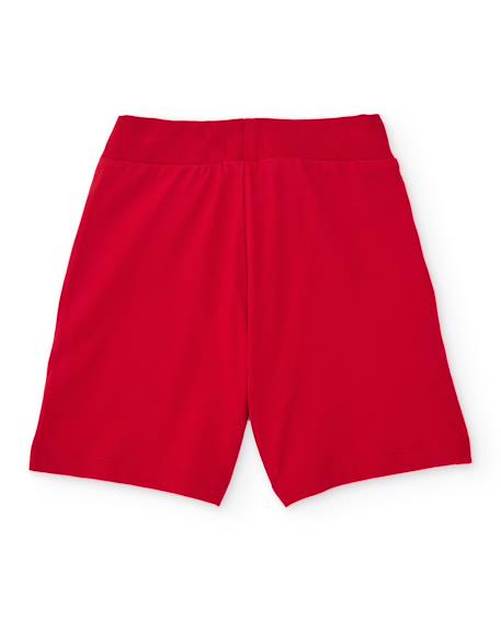 Bermuda garçon en maille avec cordon de serrage réglable Rouge 2 - vertbaudet enfant 