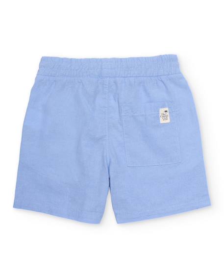 Bermuda garçon en tissu tissé avec taille élastique Bleu 2 - vertbaudet enfant 