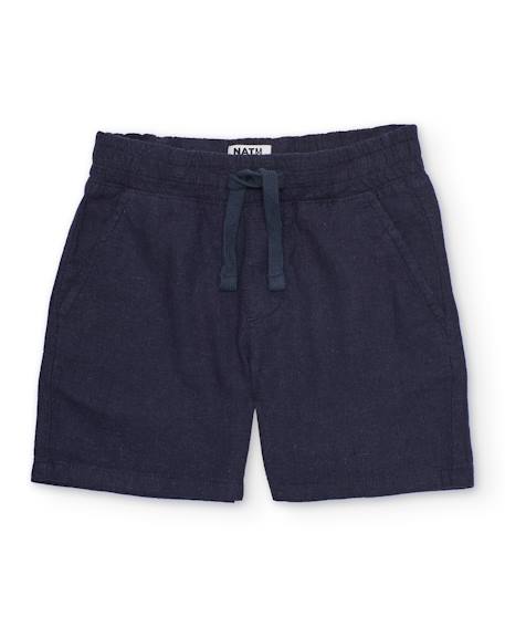 Bermuda garçon en lin avec cordon de serrage réglable Bleu 2 - vertbaudet enfant 