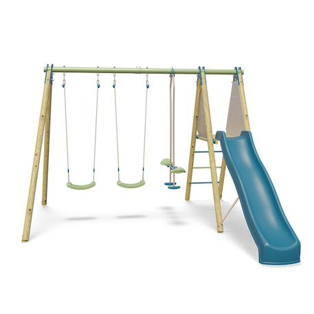 Portique balançoire optima avec toboggan pour enfants Bois 2 - vertbaudet enfant 