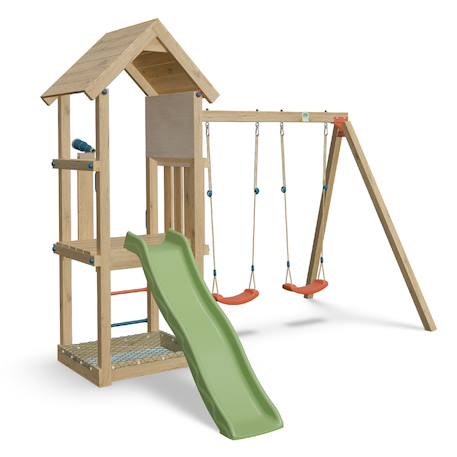 Aire de jeux avec toboggan easy xplorer 2 pour 6 enfants Bois 2 - vertbaudet enfant 