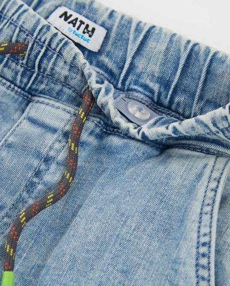 Bermuda garçon uni en tissu denim Bleu 4 - vertbaudet enfant 
