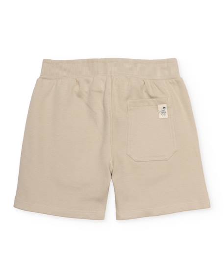 Bermuda garçon en maille avec taille élastique et cordon de serrage Beige 2 - vertbaudet enfant 