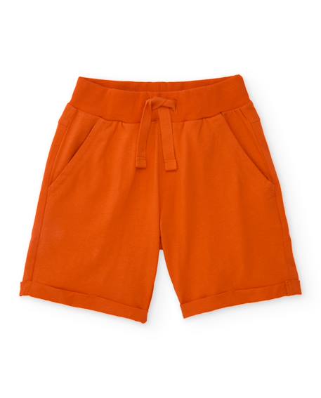 Bermuda garçon en maille avec cordon de serrage réglable Orange 1 - vertbaudet enfant 