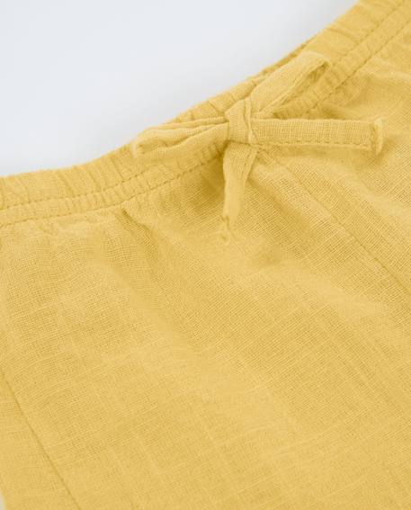 Short pour fille léger avec broderie sur le côté Jaune 3 - vertbaudet enfant 