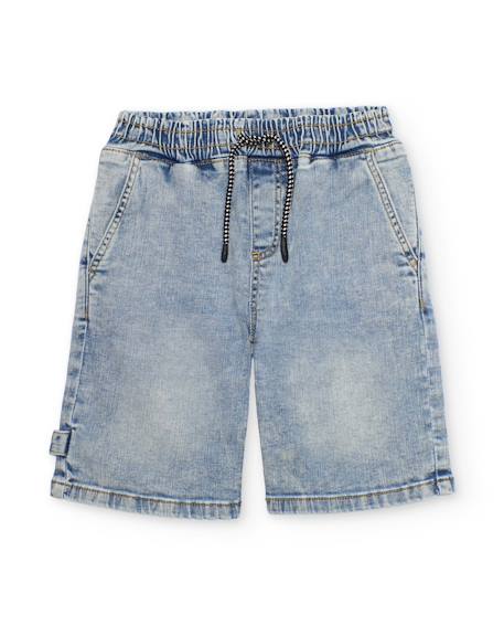 Bermuda garçon en toile et denim Bleu 2 - vertbaudet enfant 