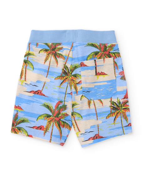 Bermuda garçon en maille avec imprimé palmiers Bleu 2 - vertbaudet enfant 