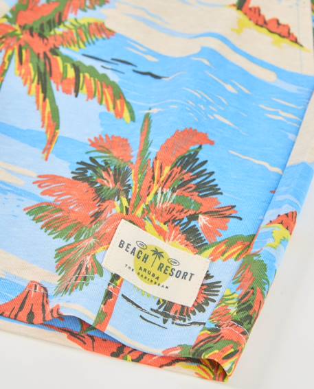 Bermuda garçon en maille avec imprimé palmiers Bleu 4 - vertbaudet enfant 