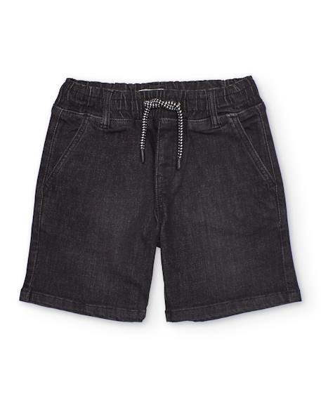 Bermuda garçon en toile et denim Gris 1 - vertbaudet enfant 