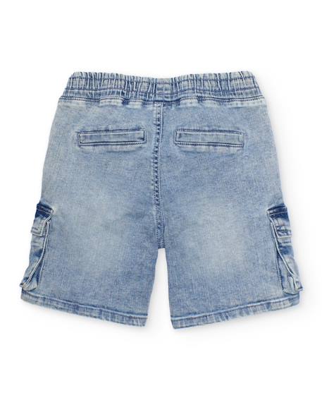 Bermuda garçon uni en tissu denim Bleu 3 - vertbaudet enfant 